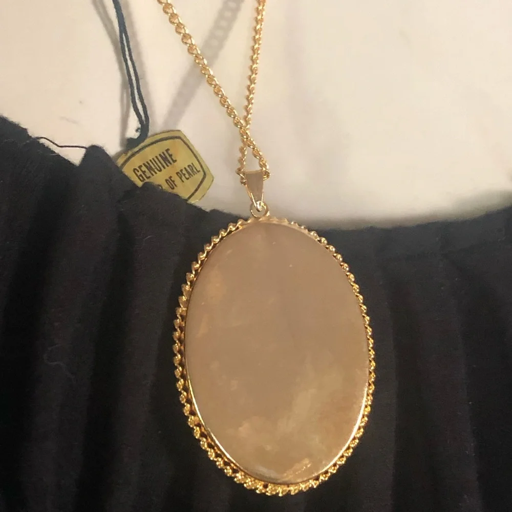 Vintage Mother of Peal Bird Inlay Necklace